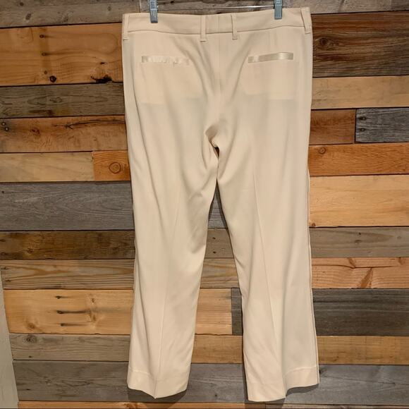 Dolce & Gabanna Cream Satin Trim Tux Stripe Wide Leg Trousers Wool/Silk Size 46 - Picture 9 of 14
